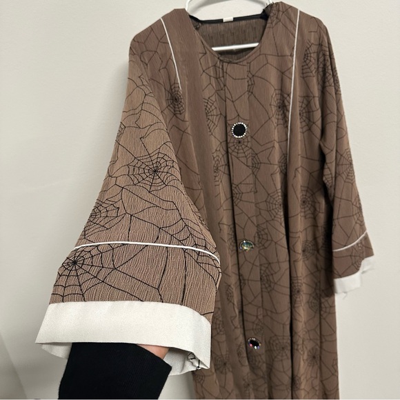 Dresses & Skirts - Brown Printed Abaya with Button Detail | Modest Long Dress | L